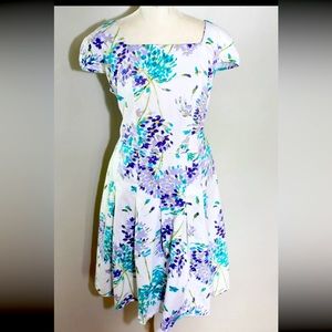 Vintage Y2K Does 80's Floral Cottagecore Dress Fit Flare Rockabilly Size 2XL